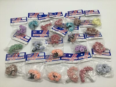 Lote de 21 rosas cinta satinada artesanías Westrim de colección NOS Millinery Corea Foto 1 de 4