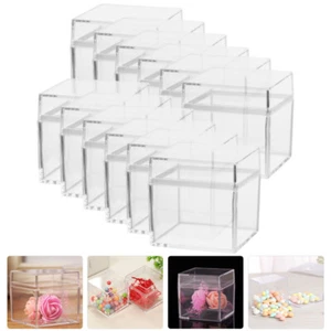 12 Pcs Square Storage Box Candy Organizer with Lid Small Clear Boxes Baby - Picture 1 of 12