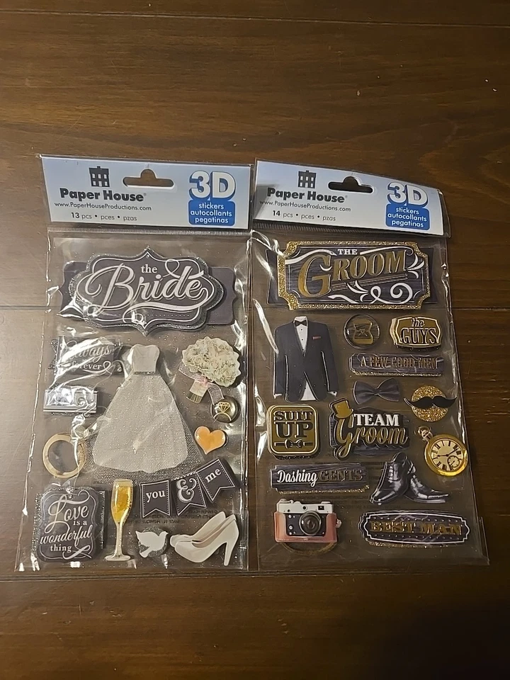 LOTE DE DOS PEGATINAS PARA ÁLBUMES DE RECORTES DE LA NOVIA Y EL NOVIO de casa de papel  Foto 1 de 1