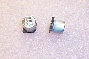 QTY (25) 330uf 35V 105' LOW IMPEDANCE SMD ELECTROLYTIC NACZ331M35V10X10TR13 NIC - Picture 1 of 4