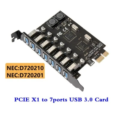PCI-E 1X a 7 porte USB 3.0 PCI Express scheda di espansione adattatore hub 5 Gbps NUOVO - Immagine 1 di 4