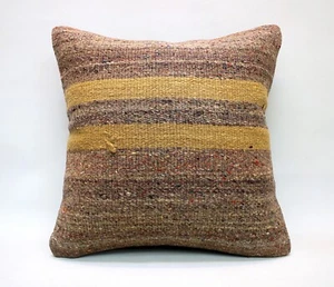 Kilim Square Pillow, 18x18 in, Decorative Throw Cushion, Handmade Vintage Pillow - Picture 1 of 6