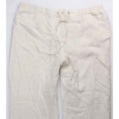 Pantalones pantalones elásticos con bolsillo de 20 W de la colección JM para mujer pierna ancha marfil liso Foto 1 de 3