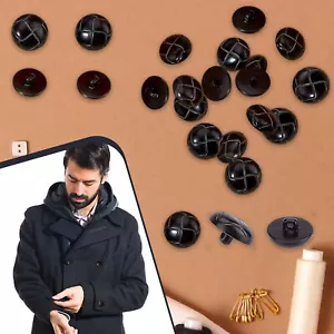 6 Stück Fußball Knöpfe schwarz Lederoptik 3 Größen wählbar 21mm/23mm/25mm - Bild 1 von 8