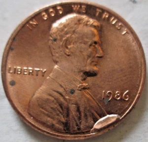 Centavo conmemorativo 1986, anverso die break cud error #19, color rojo completo, MS+++++, BU - Imagen 1 de 3