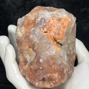 3" Orange Botryoidal Chalcedony Red Quartz Crystal Geode Mineral Specimen - Picture 1 of 8