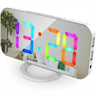 3D Projection Alarm Clock LED Mirror Clock Display Desktop Table Clock - Image 1 of 4
