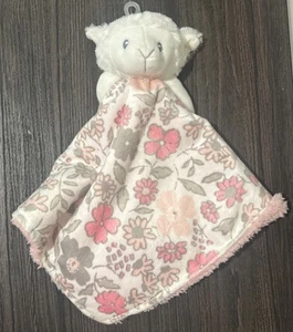 Laura Ashley Pink and Grey  Flowers Baby Lovie Lamb Mink Soft Sherpa Lovey - Picture 1 of 6