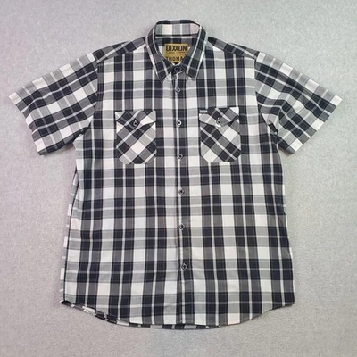 Dixxon Flannel Co Shirt Mens XL Thomas Black Gray Plaid Button Up Short Sleeve - Image 1 of 4