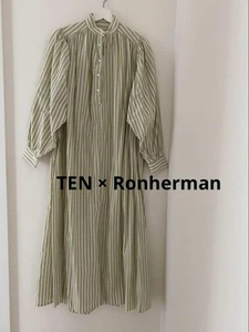 TEN Ron Herman Kaftan Kleid lang Einteiler grün gestreift Größe gratis gebraucht - Bild 1 von 6