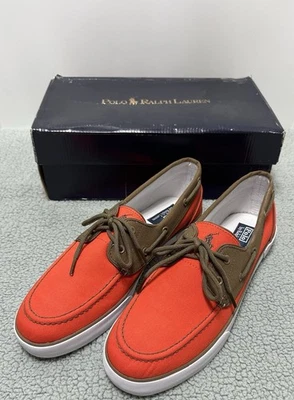 POLO RALPH LAUREN~LANDER Naranja Lona Barco Zapatos Talla 13D Foto 1 de 4