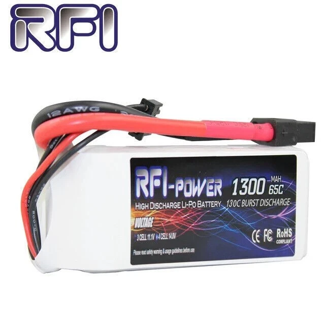 RFI-power 1300mAh 11.1V 65C(Max 130C) 4S Lipo Battery Pack for FPV Racer - Image 1 of 1