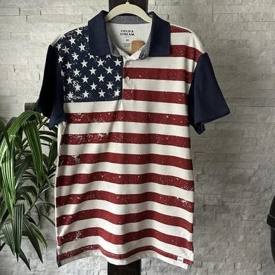 FIELD & STREAM Americana Flag Polo Size Small New with Tags - Image 1 of 4