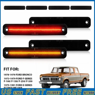 Luces de señalización laterales LED de humo de 4 piezas para camioneta Ford F150 Bronco serie F 1978-1979 Foto 1 de 4