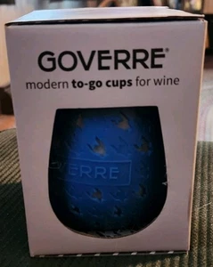Goverre Portable Stemless Wine Glass Tumbler with Blue Silicone Sleeve & Lid - Picture 1 of 6