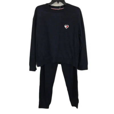 NEW Tommy Hilfiger 2 Piece Logo Navy Blue Blazer Pyjama Set Ladies Size Small - image 1 of 4