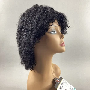 Koli #Natural Black Long Short Curly Coil Boss Echthaar Vollperücke - Bild 1 von 9