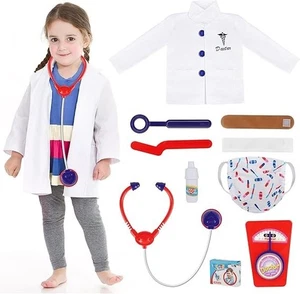 Child Hospital Doctor Nurse Surgeon Scrubs Fancy Dress Costume Boys Girls Outfit - Picture 1 of 8