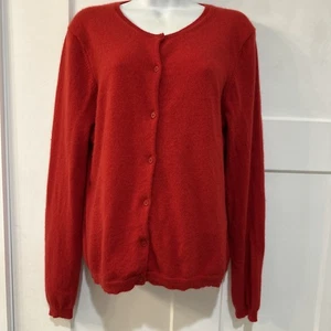 Cardigan donna Neiman Marcus rosso cashmere taglia XL minimalista vecchio denaro lusso - Foto 1 di 5
