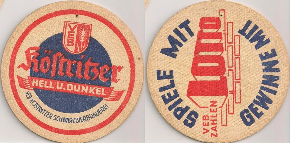VEB Köstritzer Schwarzbierbrauerei - alter Bierdeckel "VEB Zahlen Lotto" (DDR) - Bild 1 von 1