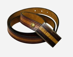 Vintage Kenneth Reid Gürtelschnalle mit Original 7/8" Lederriemen ~ Größe 34 - Bild 1 von 2