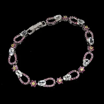 925 Sterling Silver Bracelet Oval Aquamarine Sapphire No USA Import Fees - Image 1 of 4