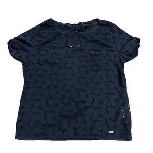 Hollister Women's Shirt Size M Blue Short Cuffed Sleeve Basic Casual - Picture 1 of 10