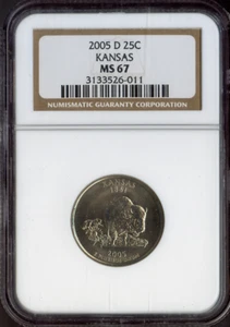 2005-D Kansas Quarter NGC MS67 Business Strike Quality - Picture 1 of 2