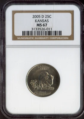2005-D Kansas Quarter NGC MS67 Business Strike Quality - Image 1 of 2