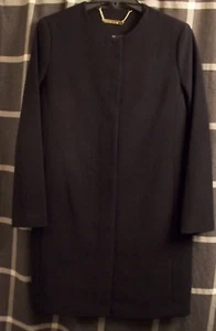 Black Coat Sz Small Iman Platinum Luxe Couture City Collection Gold Snap Front - Picture 1 of 5