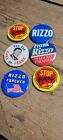Lot de 6 anciens boutons de campagne mixtes vintage Frank Rizzo PA Mayor Pennsylvanie
