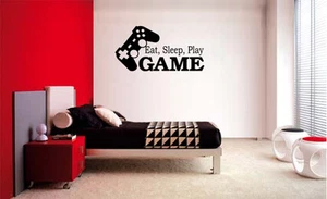 EAT SLEEP PLAY GAME VINYL WALL DECAL LETTERING DECOR STICKER GAMER GAME ROOM  - Picture 1 of 2