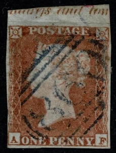 1841 1d Red AF Blue 860 Wellington Sheet Marginal Inscription VGU Cat. £250.00 - Picture 1 of 1