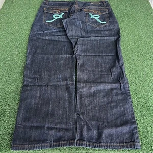 Vintage Y2K Rocawear Wide-Leg Skate Blue Jeans 42x32" 21" Opens Evisu JNCO Style - Picture 1 of 12