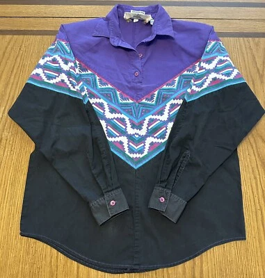 Vintage Southwest Canyon Mujer Manga Larga Colorido Vaquero Azteca Rodeo Talla S” Foto 1 de 4