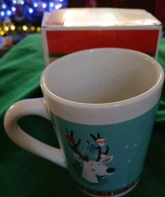 TAZA DE CAFÉ Royal Norfolk Feliz Navidad Deseos Gratitud Paz Fe Amor 12 OZ Foto 1 de 3