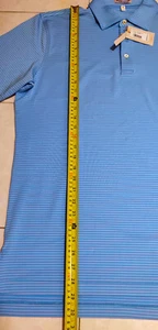 Peter Millar Golf Polo Herren mittelblau Sommer bequem gestreift neu mit Etikett $ 100 Einzelhandel - Bild 1 von 6