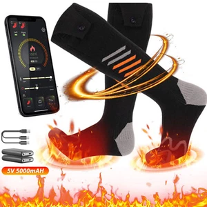 Electric Heated Socks Rechargeable 5000mAh Battery Foot Winter Warm Hunting Sock - Picture 1 of 6