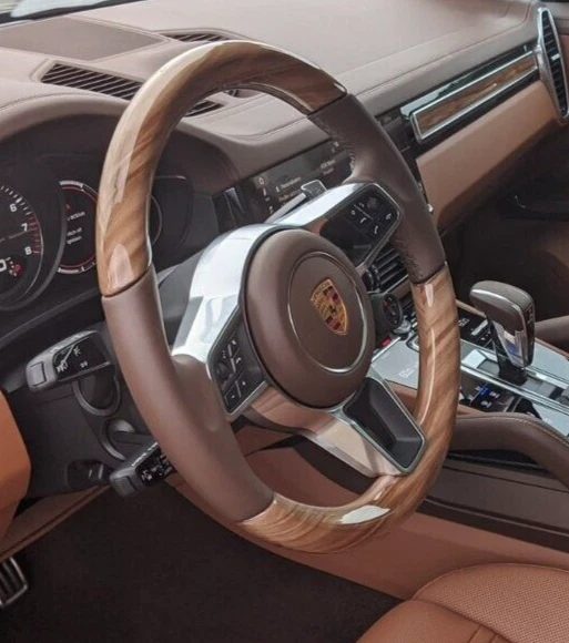 Volante Porsche OEM 9Y0 Cayenne 2018+ goma roja madera y cuero nuevo Foto 1 de 1