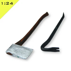 1x 3D Printed AXE & CROWBAR 1:24 scale Model Miniature Diorama Scenery - Picture 1 of 6