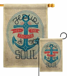 Jesús es el ancla arpillera jardín bandera religiosa versículos bíblicos patio casa bandera - Imagen 1 de 19