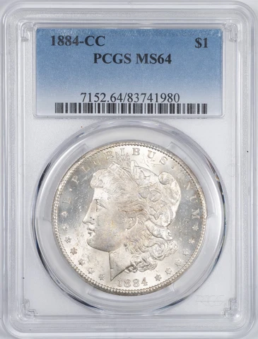 1884-CC PCGS MS64 Uncirculated Morgan Silver Dollar, Carson City Mint Cover