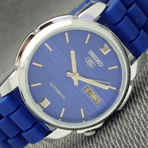 COLLECTIBLE SEIKO 5 AUTOMATIC JAPAN MENS VINTAGE BLUE COLOR DIAL WATCH a551-A - Bild 1 von 10