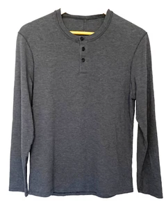 Lululemon Herren Grau Henley Langarm Stretch Oberteil Größe? Maße prüfen - Bild 1 von 4