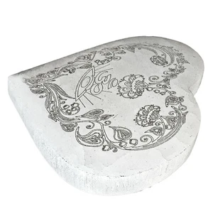 Selenite Charging Plate " Heart Mandala Engraved Circle Disc Crystal Grid Reiki - Picture 1 of 11