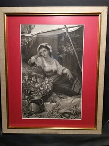 Gravure Ancienne XVIIIe non identifié, Delacroix(?), jeune femme paysanne - Imagen 1 de 3
