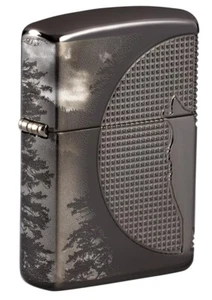 Zippo 49353, Howling Wolf & Moon Deep Carve Armor Lighter, Black Ice Finish - Picture 1 of 4