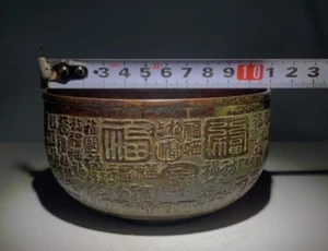 Lucky Chinese Bronze lucky Statue Buddh Figurine bowl incense burner - Picture 1 of 9