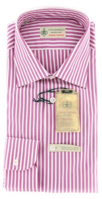 Camisa listrada roxa lavanda Borrelli - 15.75/40 - (EV604LEONARDO) - Imagem 1 de 4