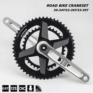 Road Bike Crankset Chainring 50-34T/52-36T/53-39T Hollow Tech Crank 165mm - Picture 1 of 38
